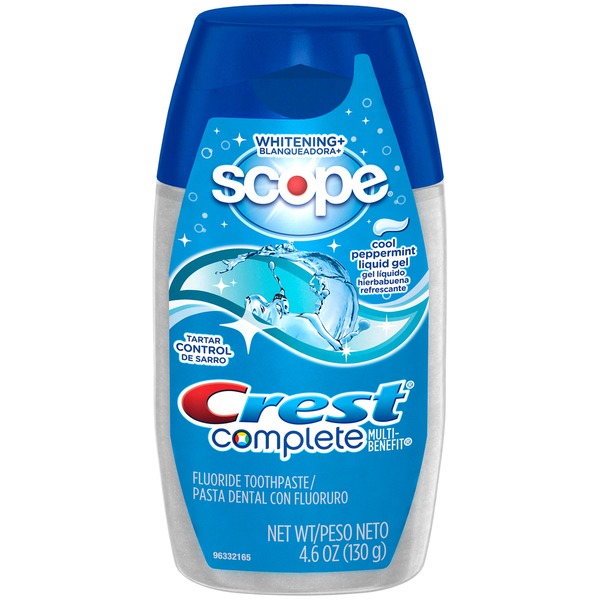 Oral Hygiene Crest Toothpaste, Fluoride, Whitening + Scope, Cool Peppermint, Liquid Gel hero