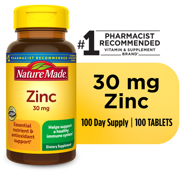 Supplements Nature Made Zinc 30 mg Tablets hero