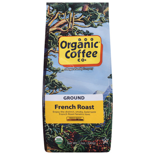 Coffee Grounds and Whole Beans THE ORGANIC COFFEE COMPANY Coffee, Ground, French Roast hero