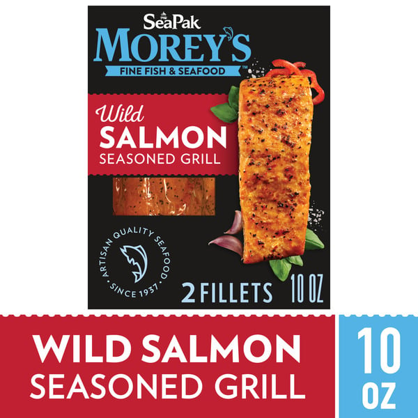 Frozen Meat & Seafood Morey's
 Wild Salmon Seasoned Grill hero