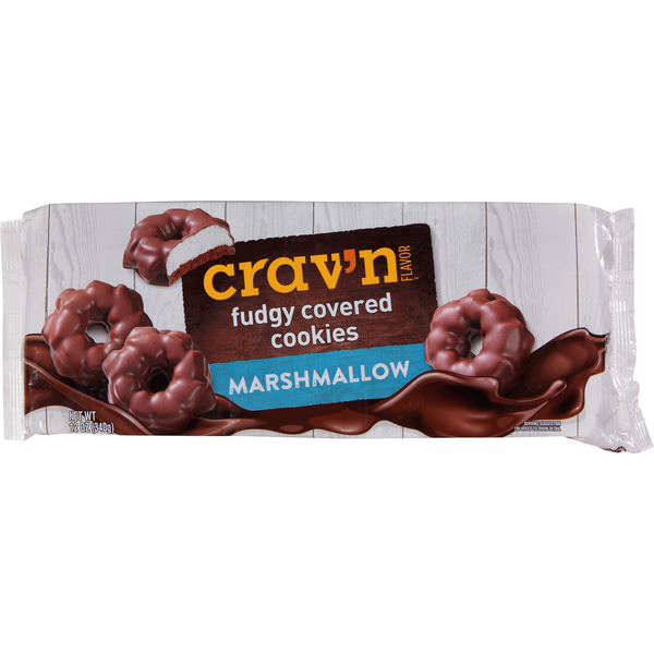 Cookies & Cakes Crav'n Flavor Cookies, Fudgy Covered, Marshmallow hero