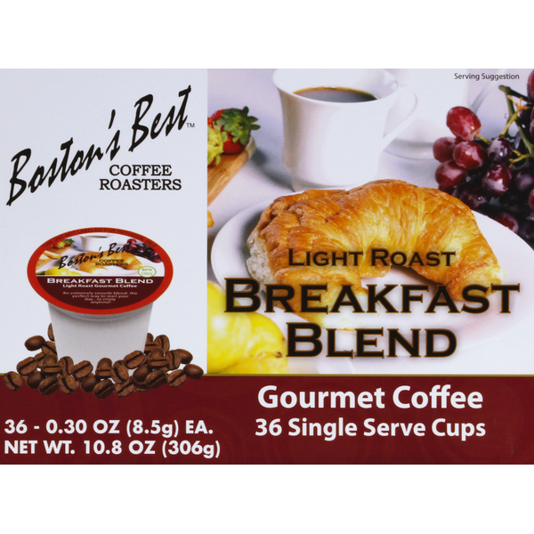 Coffee Boston’s Best Coffee Coffee, Gourmet, Light Roast, Breakfast Blend, Single Serve Cups hero