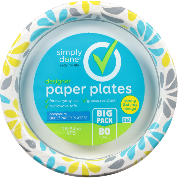 Paper Goods Simply Done Paper Plates, Designer, 10 Inch, Big Pack hero