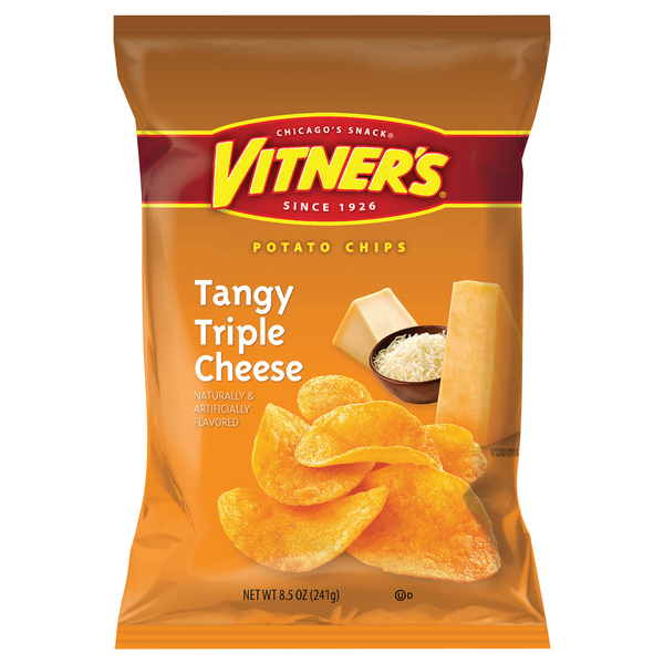 Chips & Pretzels Vitner's Potato Chips, Tangy Triple Cheese hero