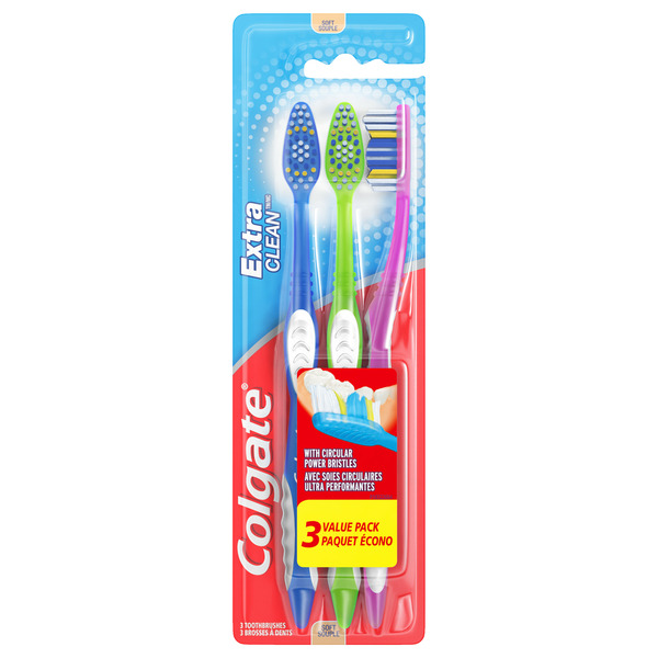 Oral Care Colgate Extra Clean Soft Toothbrushes Pack with Tongue Cleaner hero