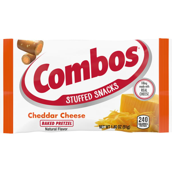 COMBOS Stuffed Snacks Cheddar Cheese Baked Pretzel Snacks hero