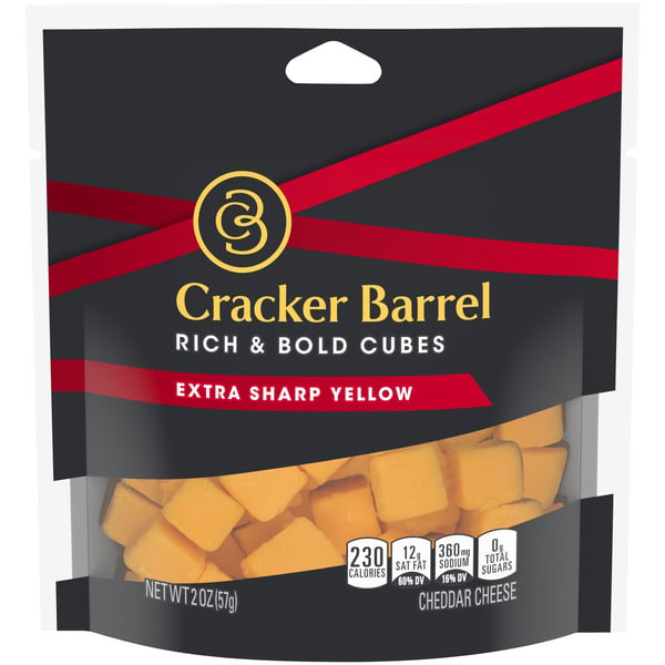 Packaged Cheese Cracker Barrel Rich & Bold Extra Sharp Yellow Cheddar Cheese Cubes, oz Bag hero