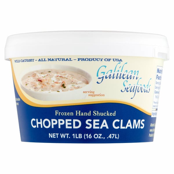 Clams & Oysters Galilean Seafoods Frozen Hand Shucked Chopped Sea Clams hero