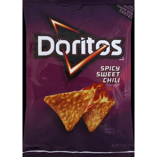 Chips & Pretzels Doritos Tortilla Chips, Spicy Sweet Chili Flavored hero