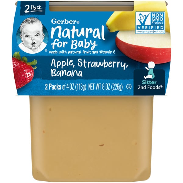 Baby Food & Formula Gerber Baby Food Apple Strawberry Banana Tubs hero