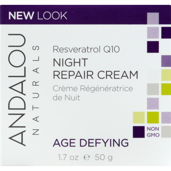 Facial Care Andalou Naturals Night Repair Cream, Resveratrol Q10, Age Defying hero