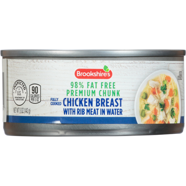 Packaged Poultry Brookshire's Chicken Breast with Rib Meat in Water, 98% Fat Free, Premium Chunk hero