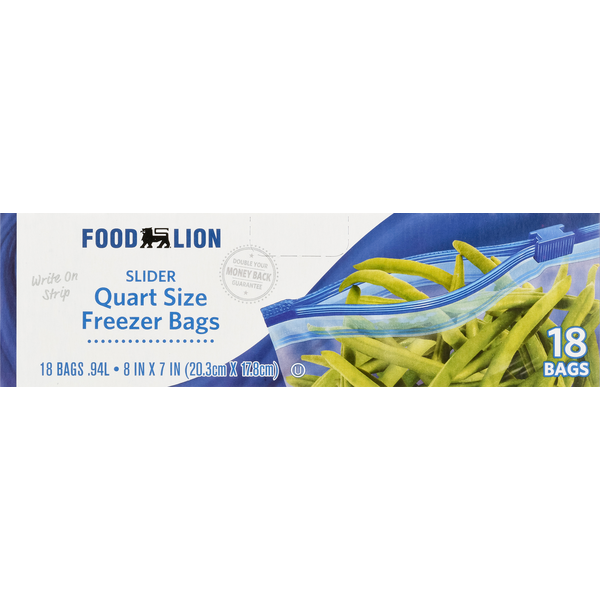 Food Wraps & Storage Food Lion Slider Quart Freezer Bags hero