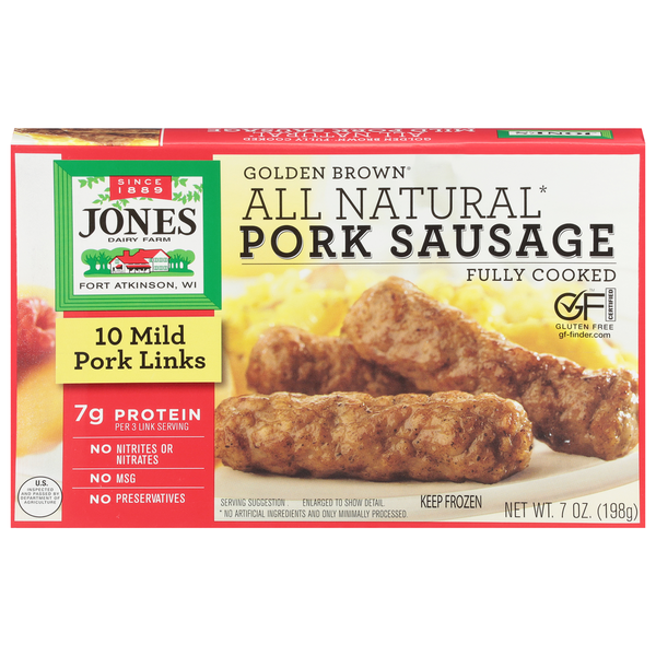 Frozen Breakfast Jones Dairy Farm Golden Brown All Natural Fully Cooked Mild Sausage Links hero