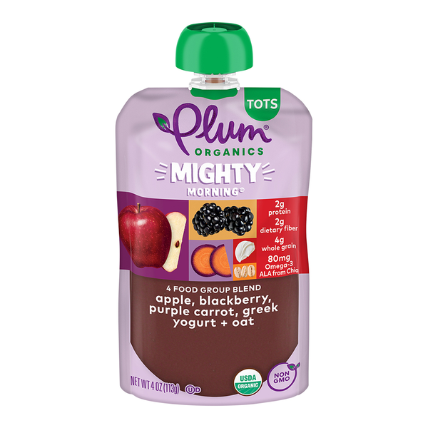 Baby Food & Formula Plum Organics Blends Apple, Blackberry, Purple Carrot, Greek Yogurt & Oat Tots Pouch hero