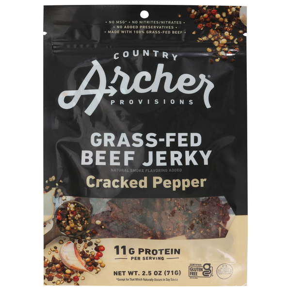 Popcorn & Jerky Country Archer Beef Jerky, Cracked Pepper, Grass-Fed hero