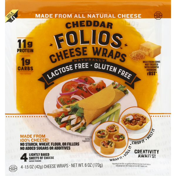 Packaged Cheese Folios Cheese Wraps, Cheddar hero