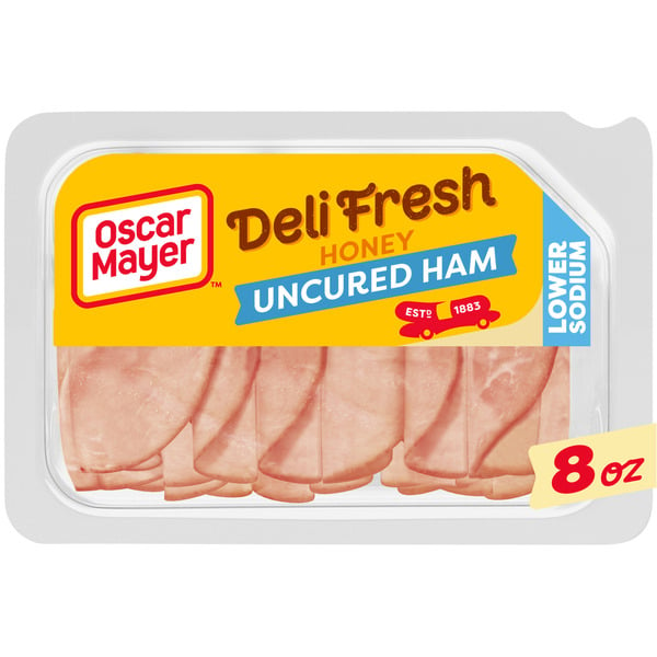 Packaged Lunchmeat Oscar Mayer Honey Uncured Ham Sliced Deli Sandwich Lunch Meat with 27% Lower Sodium hero