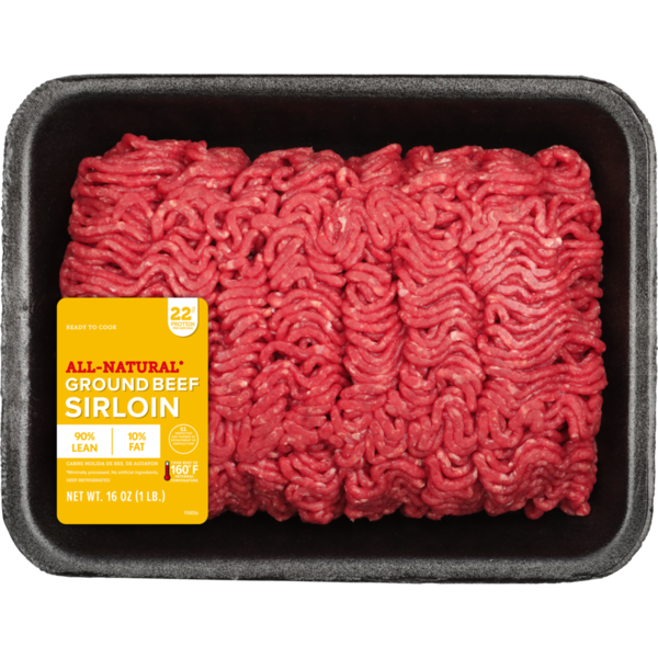 Meat Counter Ibp Ground Beef Sirloin, 90% Lean/10% Fat, 1 lb. hero