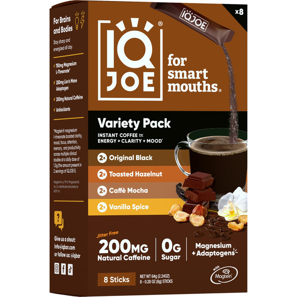 Iqjoe Instant Coffee Variety Pack, Lion's Mane, Magnesium hero