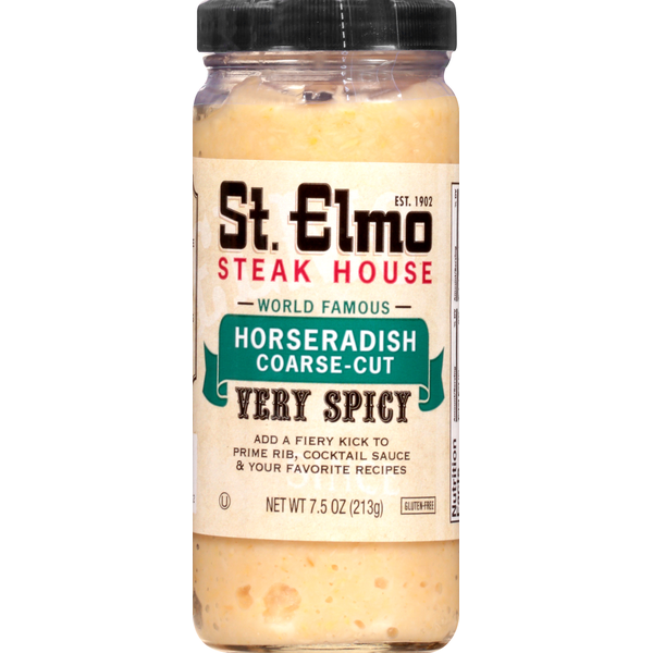 Spices & Seasonings St. Elmo Steak House Horseradish, Coarse-Cut, Very Spicy hero