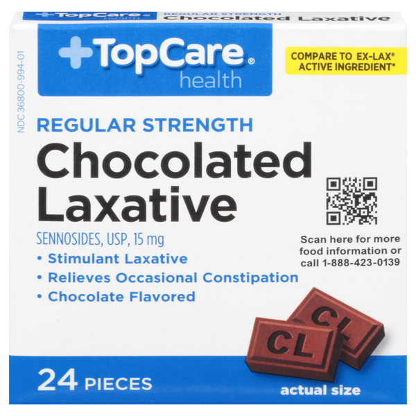 Digestion TopCare Chocolated Laxative, Regular Strength, 15 mg hero