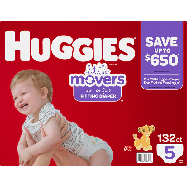 Diapers & Wipes Huggies Little Movers Baby Diapers, Size 5 (27+ lbs) hero