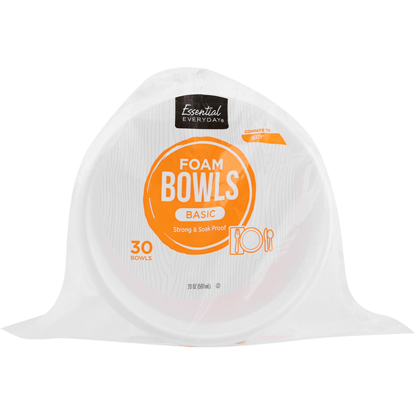 Plates, Bowls, Cups & Flatware Essential Everyday Foam Bowls, Basic, 20 Ounces hero