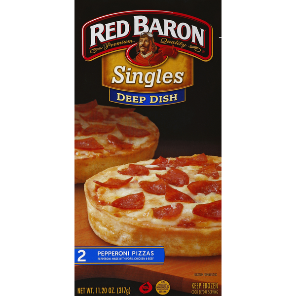 Frozen Pizza Red Baron Pizzas, Deep Dish, Pepperoni hero