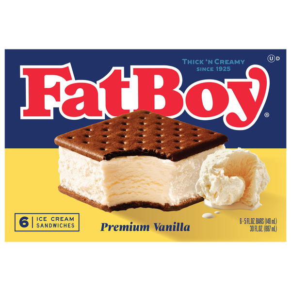 Ice Cream, Novelties & Ice FatBoy Ice Cream Sandwiches, Premium Vanilla hero