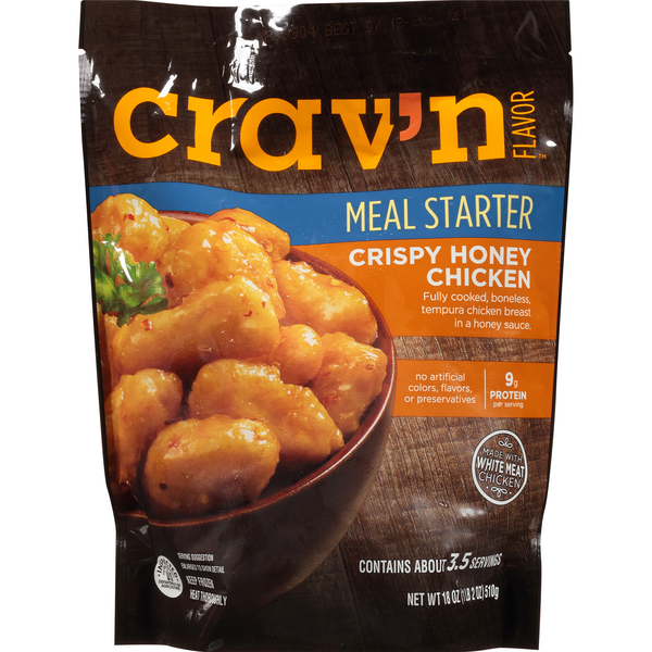 Frozen Meals Crav'n Flavor Crispy Honey Chicken Fully Cooked, Boneless, Tempura Chicken Breast In A Honey Sauce Meal Starter hero