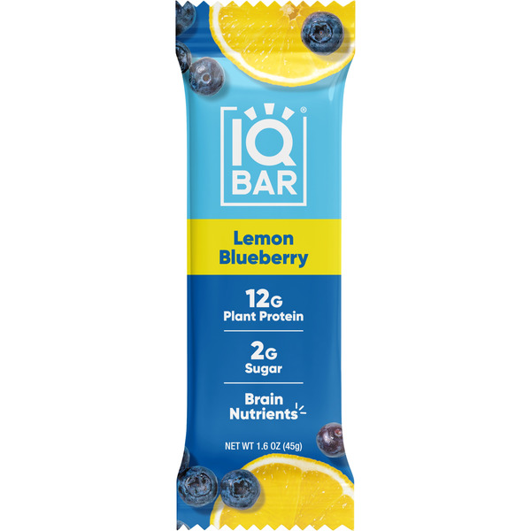 Energy & Granola Bars IQBAR Lemon Blueberry, Keto + Vegan Protein Bar hero