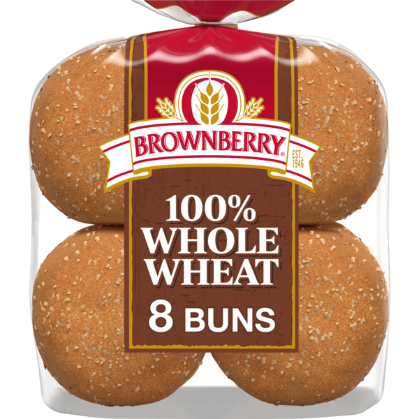 Buns & Rolls Brownberry 8 count, Whole Wheat Buns hero