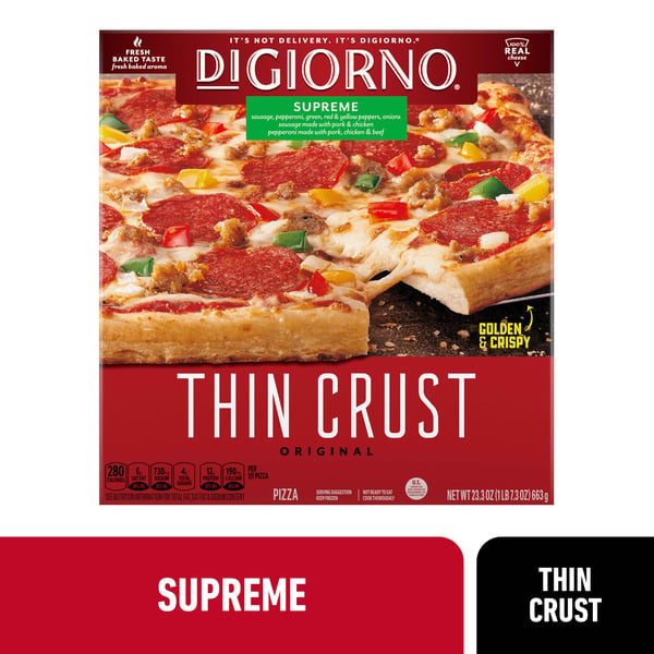 Frozen Pizza DiGiorno Classic Thin Crust Supreme hero