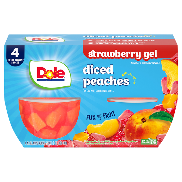 Canned Fruit & Applesauce Dole Peaches in Strawberry Gel hero