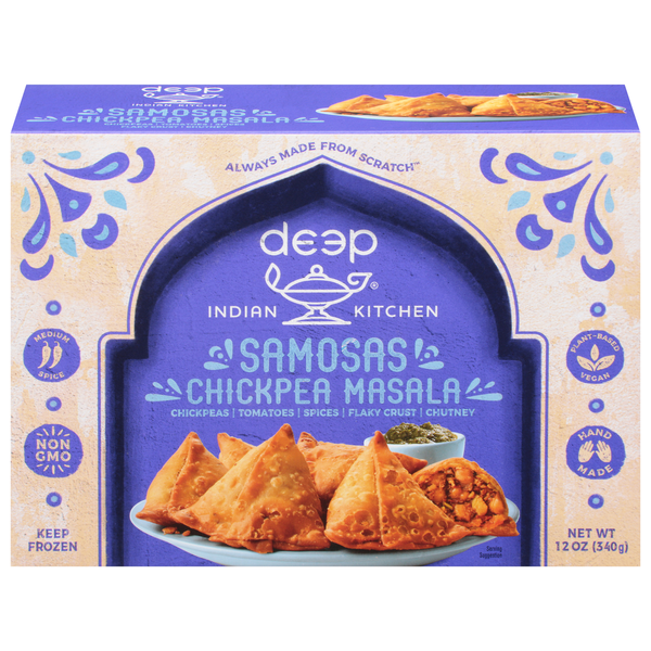 Indian Foods Deep Indian Kitchen Samosas, Chickpea Masala hero