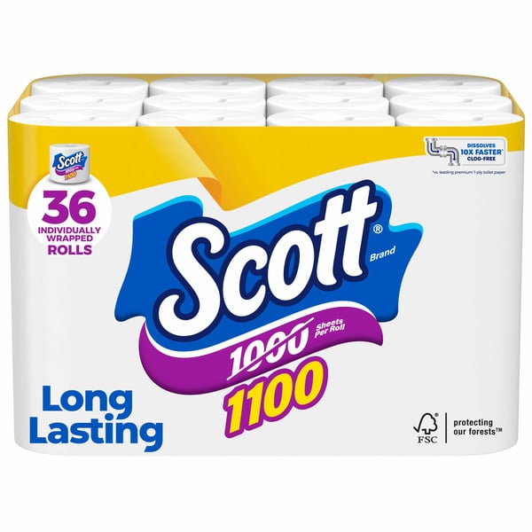 Paper Goods Scott 1100 Toilet Paper, Septic-Safe, Toilet Tissue hero