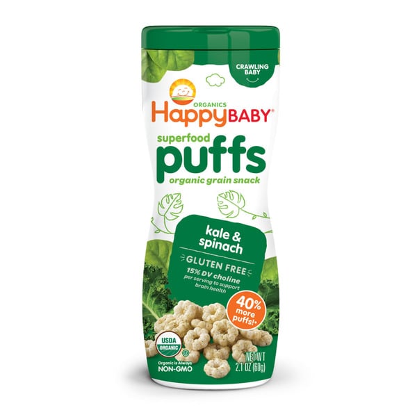 Baby Food & Formula Happy Baby Organics Gluten Free Superfood Puffs Organic Grain Snack Kale & Spinach hero