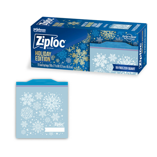 Food Storage Ziploc® Brand Holiday Freezer Bags, Reusable, Easy Open Tabs hero