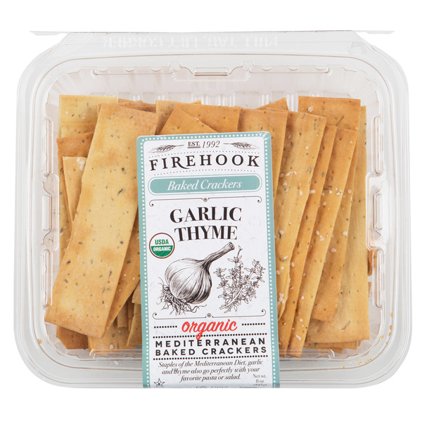 Crackers & Crostini Firehook Garlic Thyme, Organic Baked Crackers hero