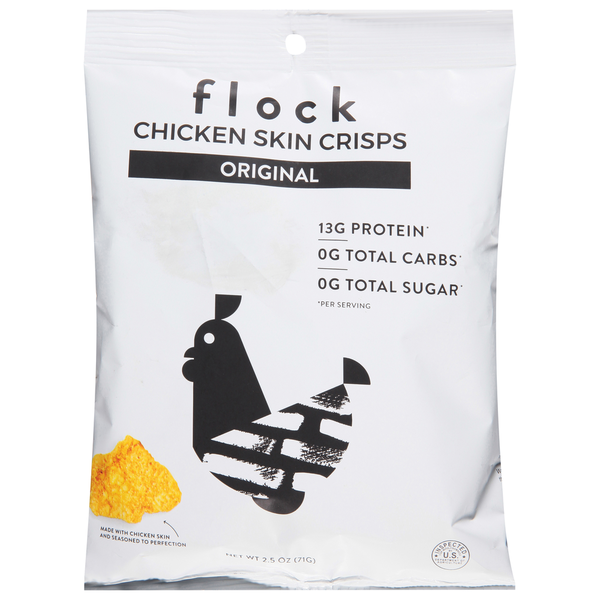 Chips & Pretzels Flock Chicken Skin Crisps, Original hero