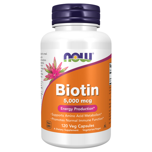 Vitamins & Supplements NOW Biotin 5,000 mcg hero