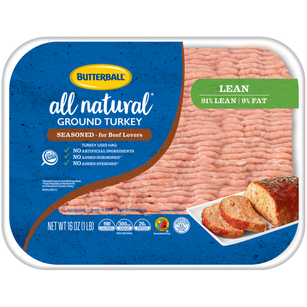 Poultry Counter Butterball All Natural Seasoned-for Beef Lovers Ground Turkey hero