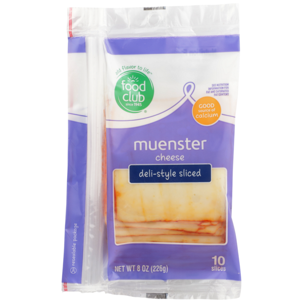 Packaged Cheese Food Club Muenster Deli-Style Sliced Cheese hero