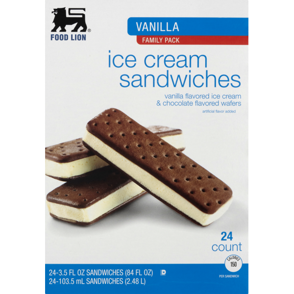 Ice Cream, Novelties & Ice Food Lion Ice Cream Sandwiches Vanilla Family Pack hero