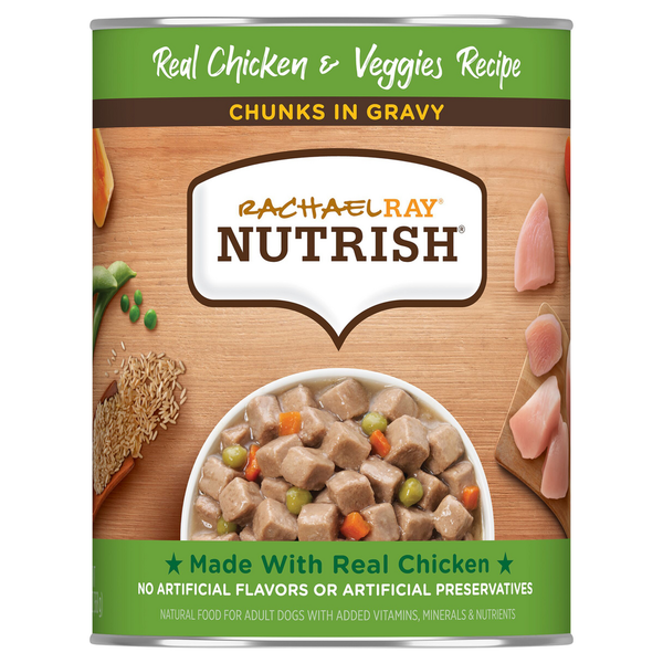 Dog Food Rachael Ray Nutrish Food for Dogs, Natural, Real Chicken & Veggies Recipe, Chunks in Gravy, Adult hero