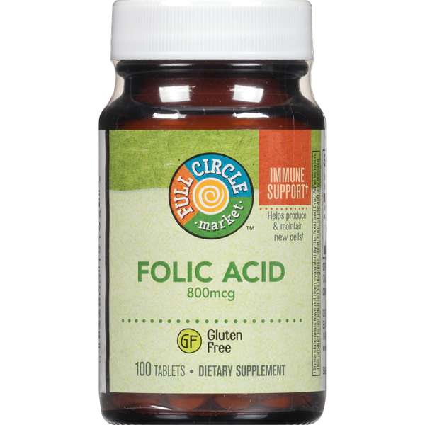 Vitamins & Supplements Full Circle Folic Acid 800 Mcg Helps Produce & Maintain New Cells Dietary Supplement Tablets hero