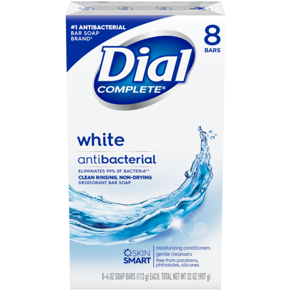 Bath & Body Dial Antibacterial Deodorant Bar Soap, White hero