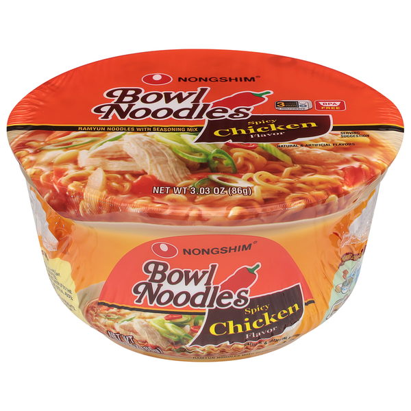 Asian Foods Nongshim Bowl Noodles, Spicy Chicken Flavor hero