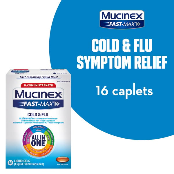 Cough & Cold Medicine Mucinex Maximum Strength Fast-Max Cold & Flu All-In-One Liquid Gels hero